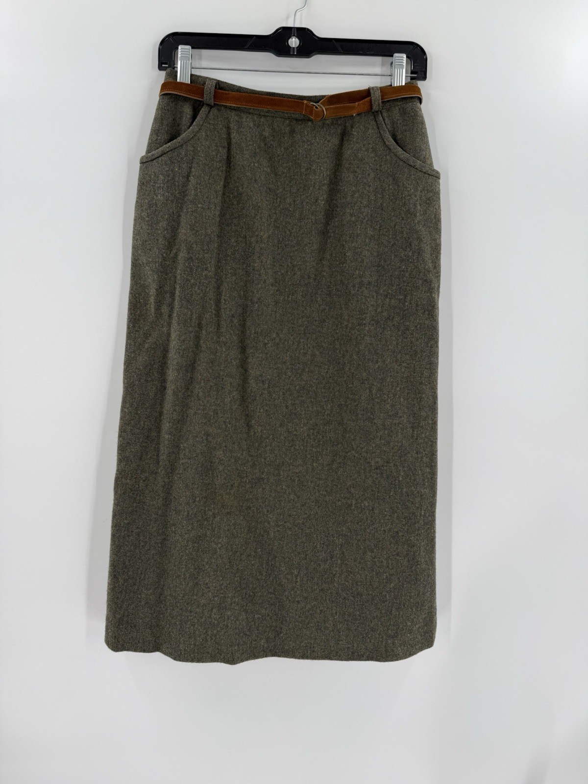 GORGEOUS MINIMALIST VINTAGE John Meyer Green Maxi Pencil Skirt 100% WOOL Size 12