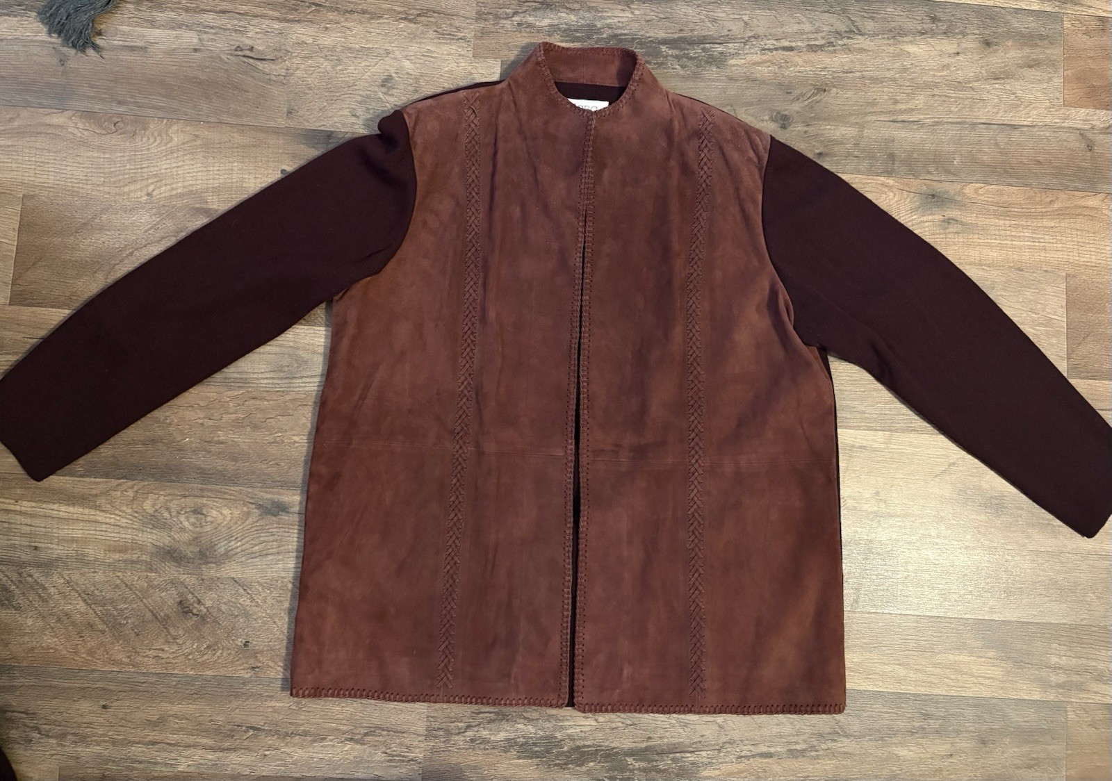 Vintage Elana By Tanner Burgundy 3 Piece Leather And Wool Skirt Set 1X