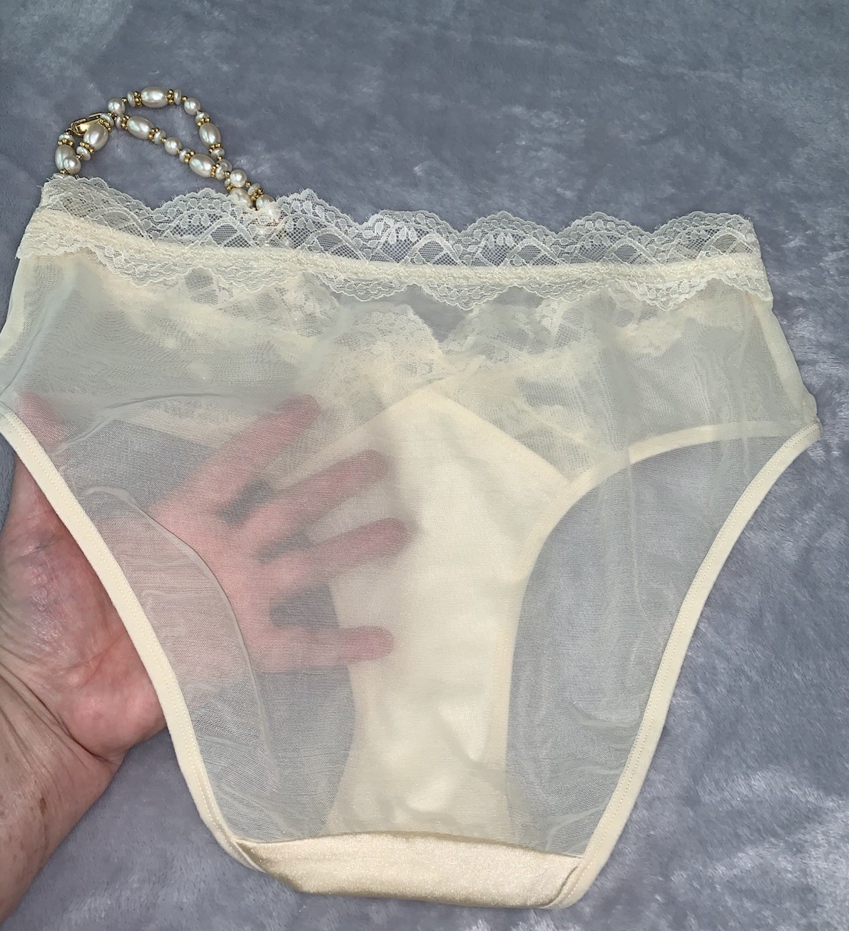 NEW Shiny & SHeeR Chiffon & Satin Bikini Panties M 6 See Thru Panty