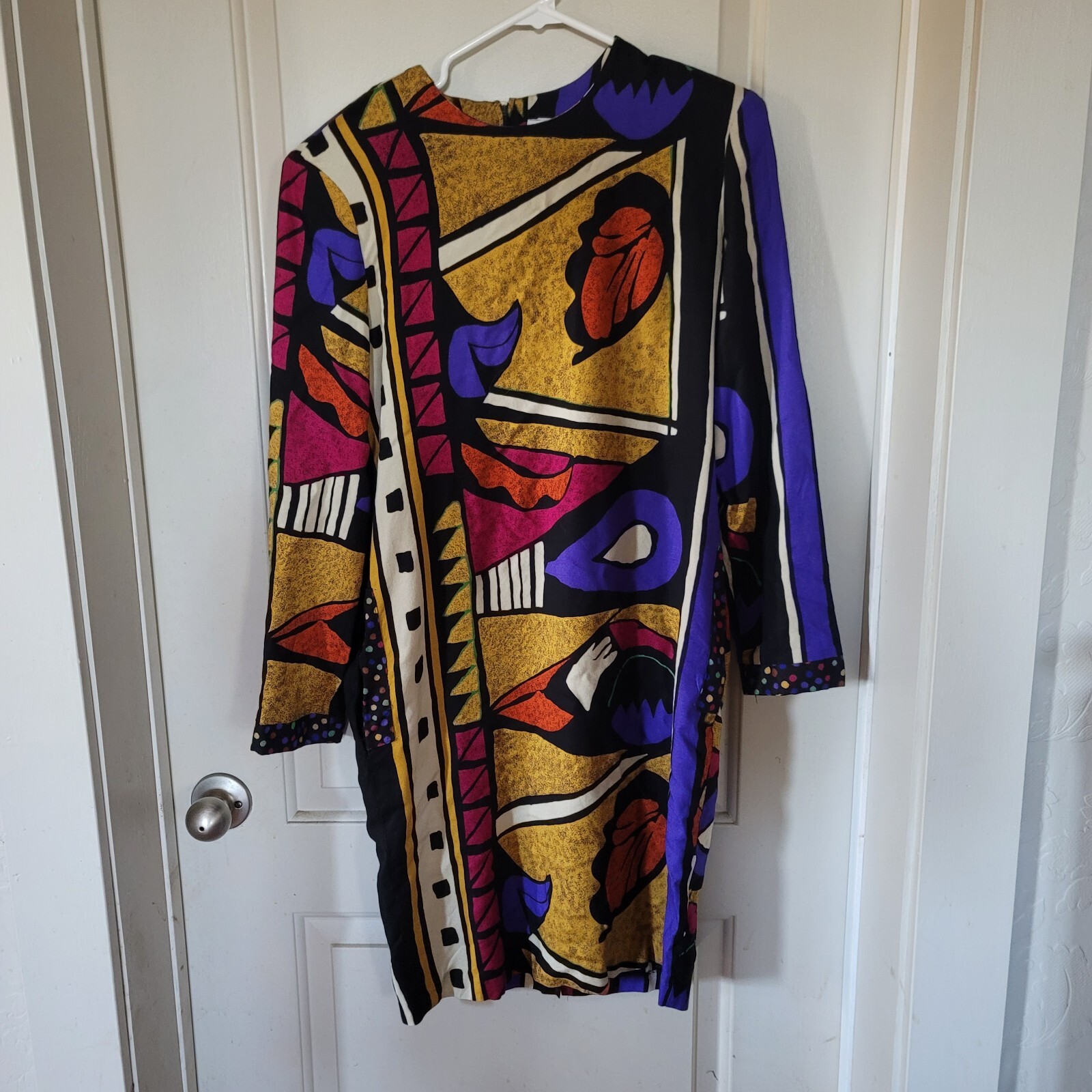 Vintage K.C. Spencer Amy Dietrich Dress 1990 Long Sleeve Tunic Multicolored