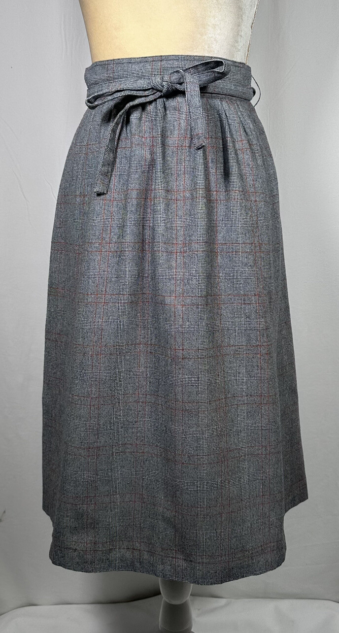 Emily Just Emily Skirt A-Line 10 Plaid High Waist Vintage Granny 60’s Gray Retro