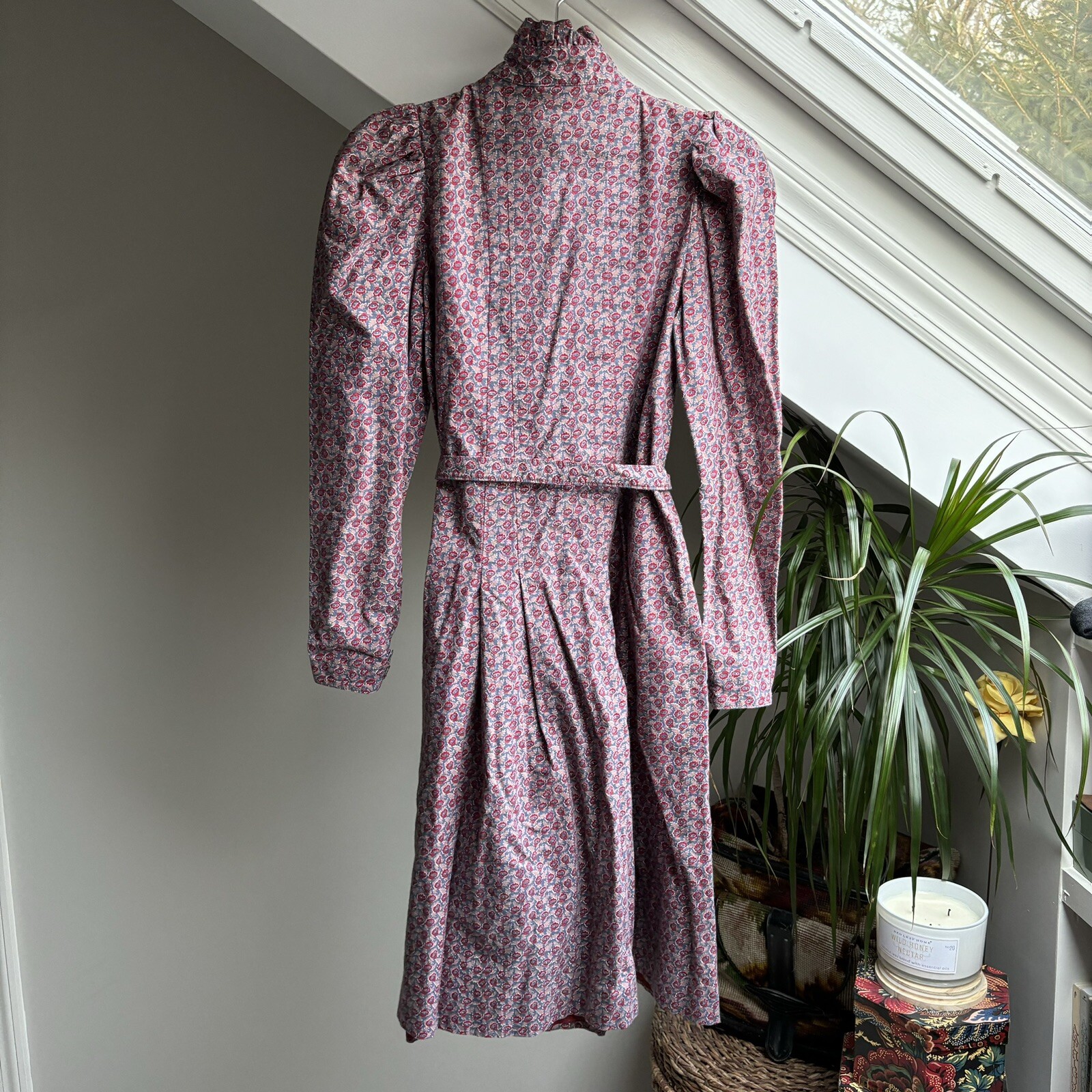 Vintage Laura Ashley Red Belt Drop Waist Dress Great Britain UK 10 US 8