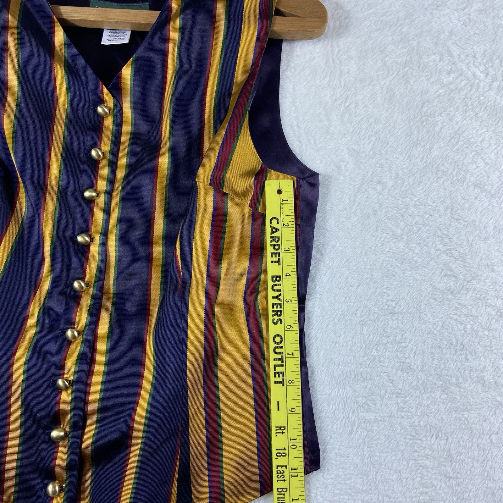 Bushwacker USA Vintage Striped Vest Women’s Size 10 Purple Gold Multi Color 90s