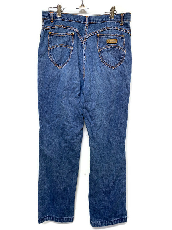 Vintage PS Gitano Jeans Straight Wide Leg Orange Stitching Size 15 Long 30″x29″