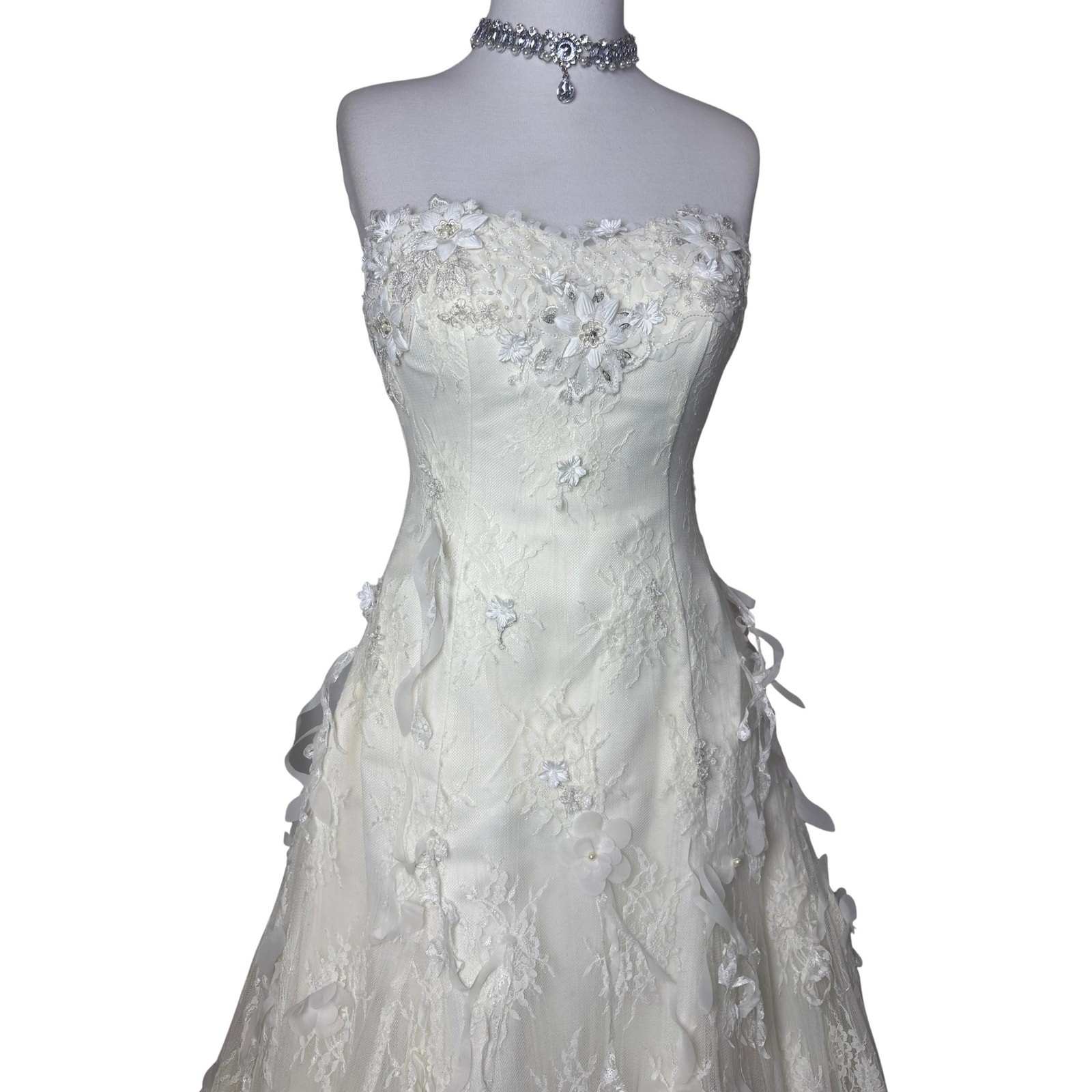 Vintage 3D Floral Wedding Bridal Dress Bride Dress Fairycore Wedding Gown