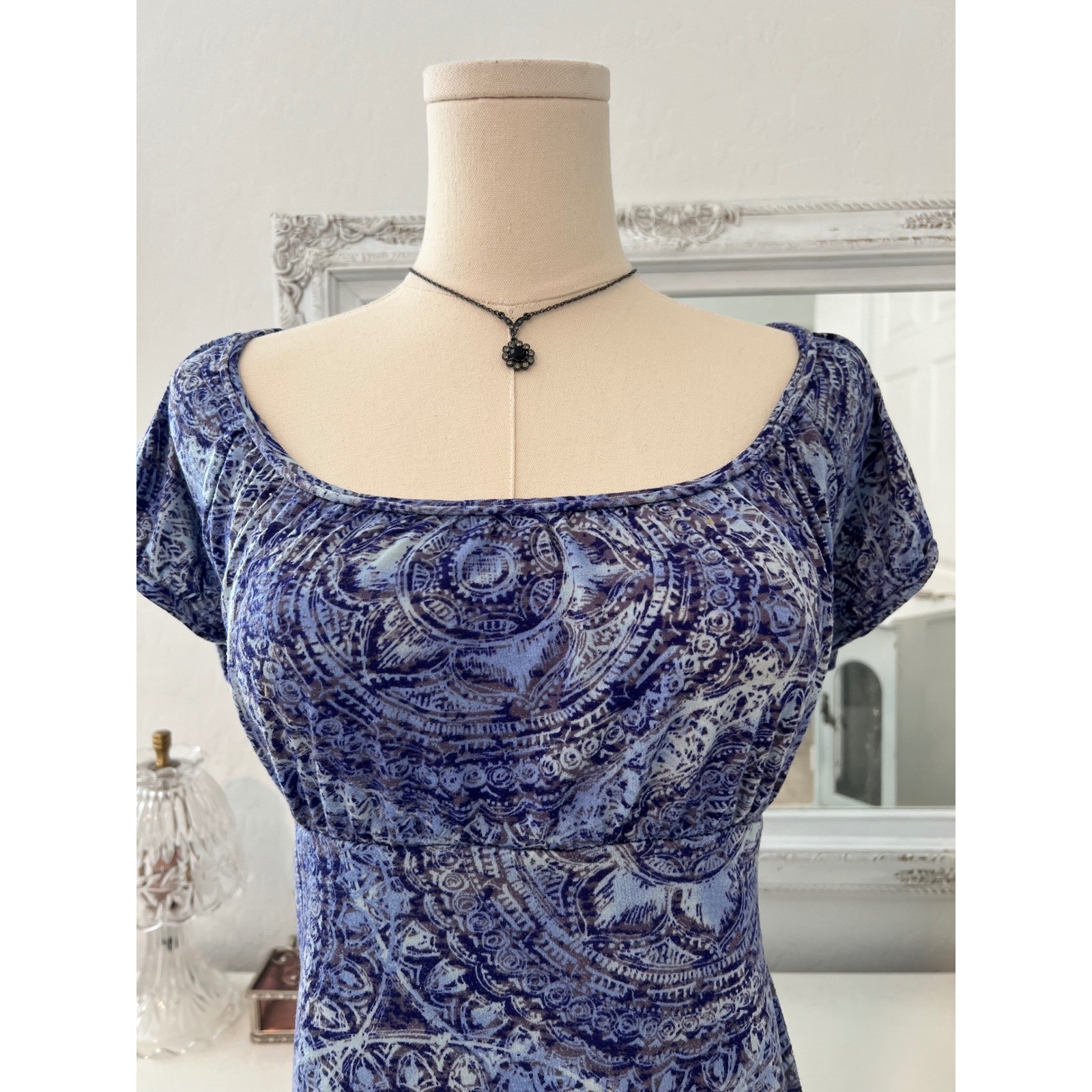 vintage paisley patterned babydoll short sleeve top