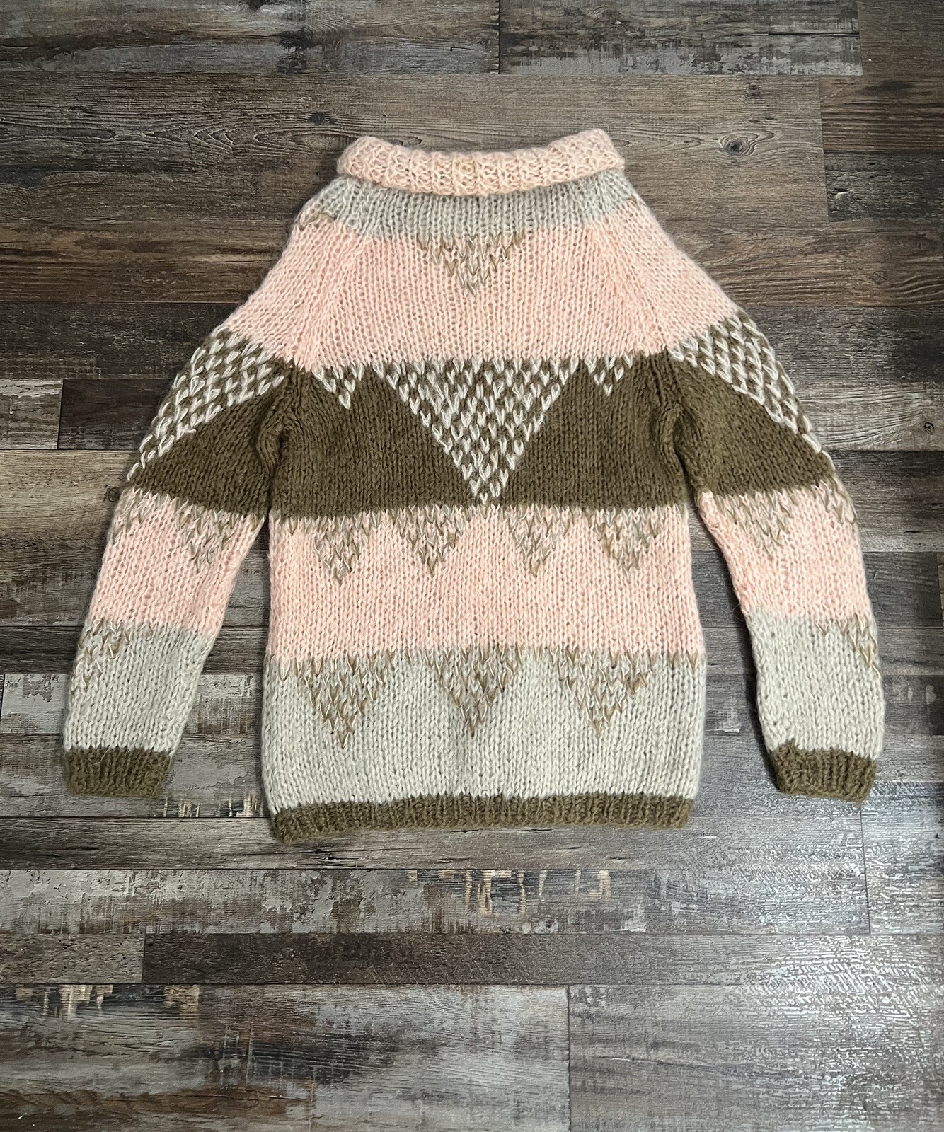 Vintage 60s Mary Lewis Sears Sweater Italian Mohair Wool Turtleneck Pink Brown