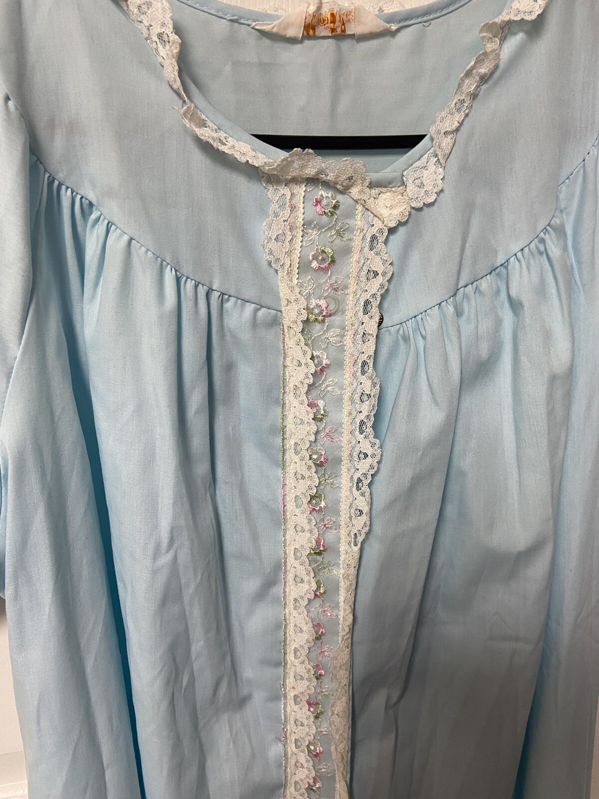 Woman Vintage Smart Time Robe Cotton Size M Snap Front Closure Embroidery