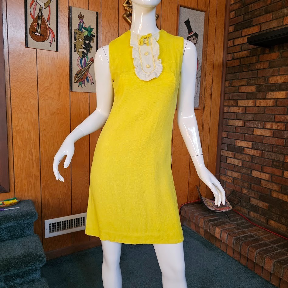 Vtg 60s Youthquake Mod Tuxedo British Invasion Mini Cocktail Party Go Go Dress S