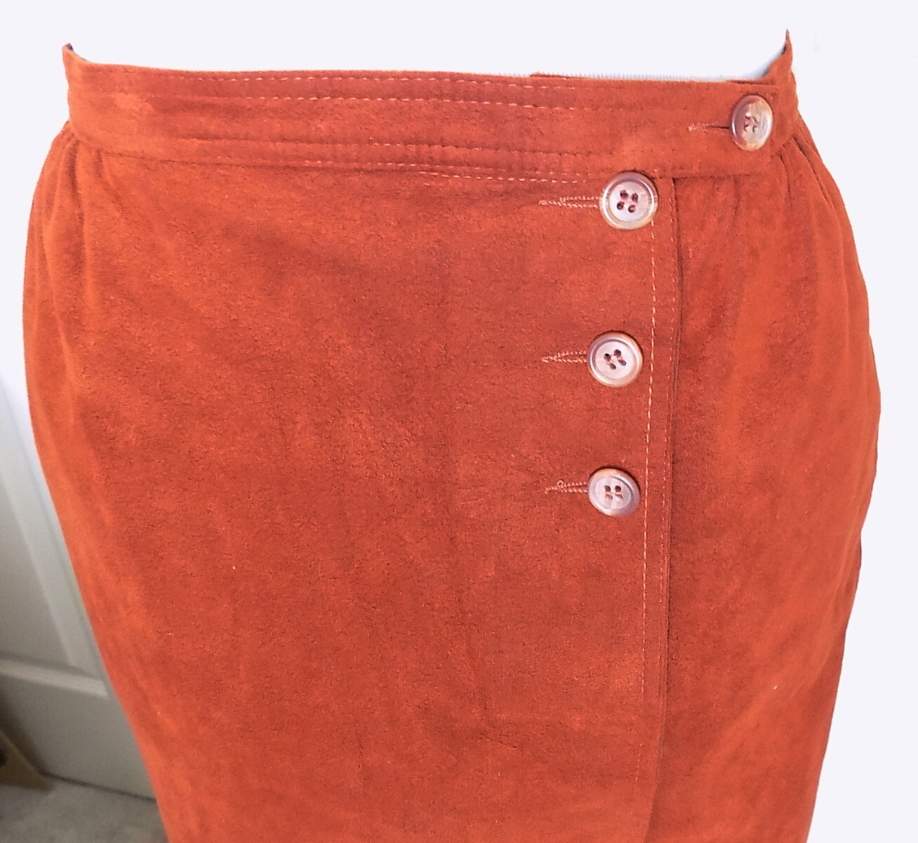 Vintage 70s Rust Ultra Suede Don Sayers Skirt Size 8 W26