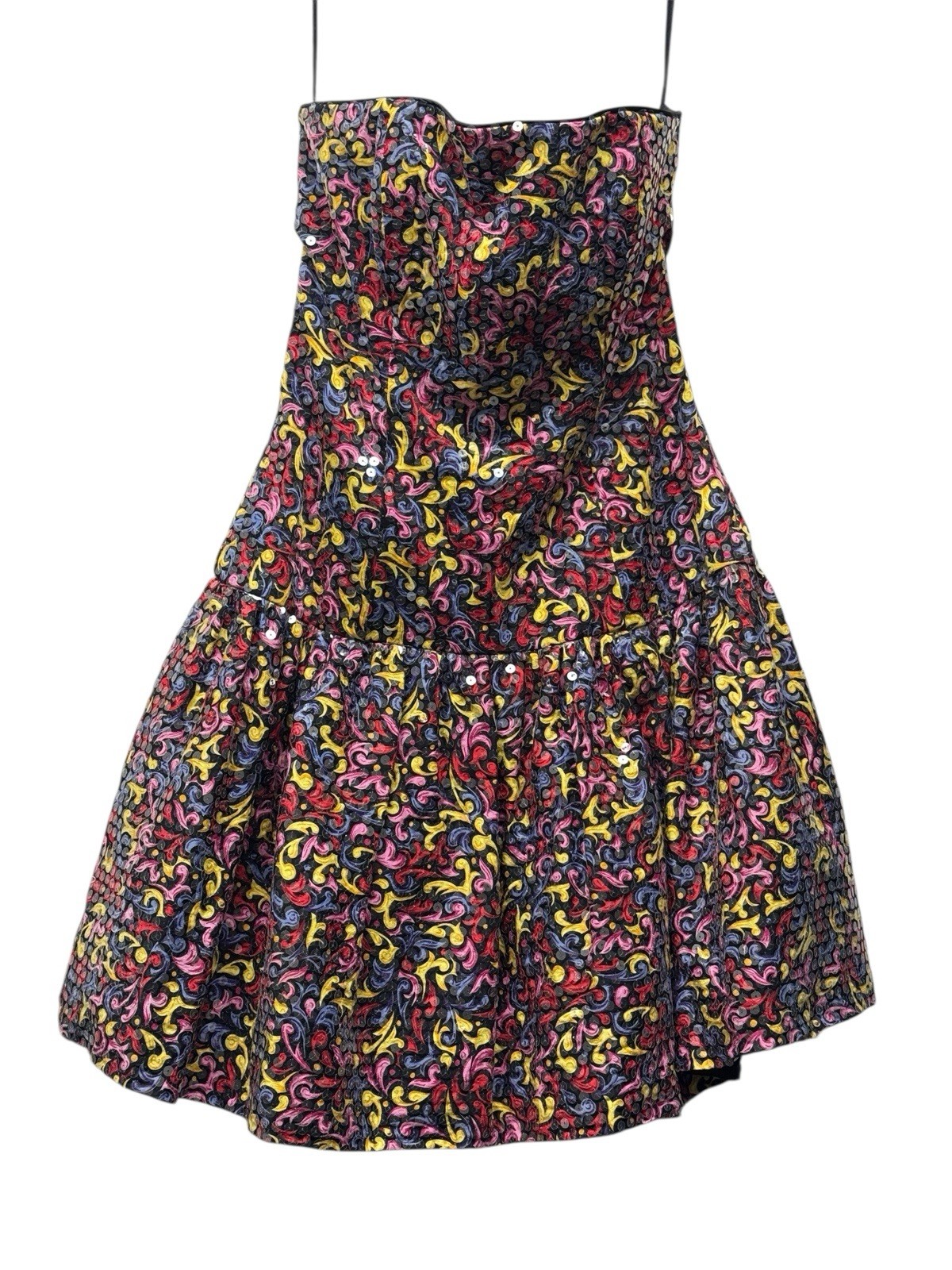 Lillie Rubin Vintage Sequin Party Dress Art 80s Bubble Mini Dress