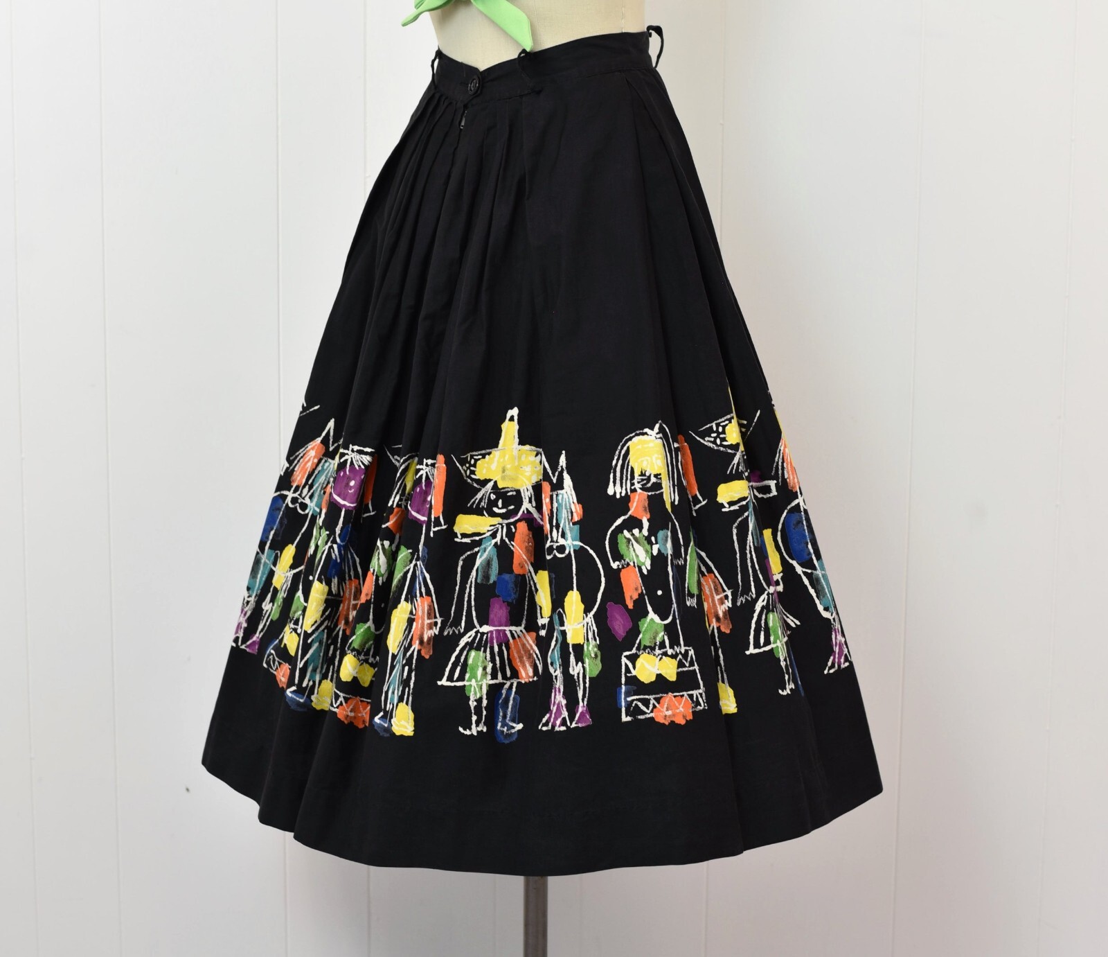 Vintage 1950s 1953 AAA Novelty Print Circus Days Hans Moller Cotton Pinup Skirt
