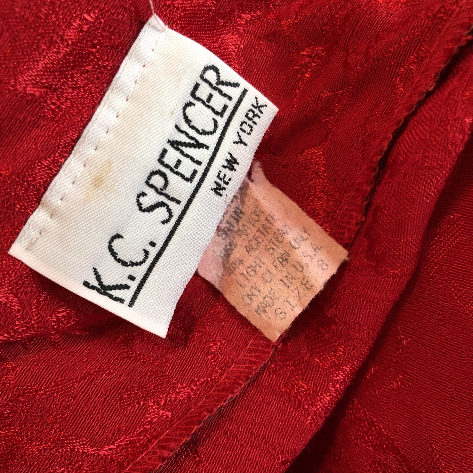 Vintage K.C. Spencer Short Sleeve Dress Red Maxi Floral Tie Gown Christmas 8