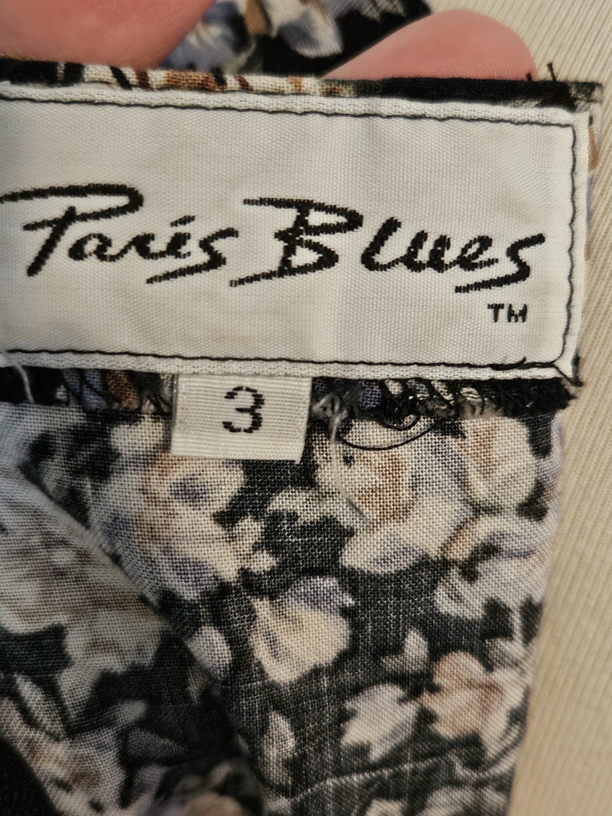 Vintage 80s/90s Paris Blues Black Blue Floral Fit&Flare Skater Mini Dress Size 3