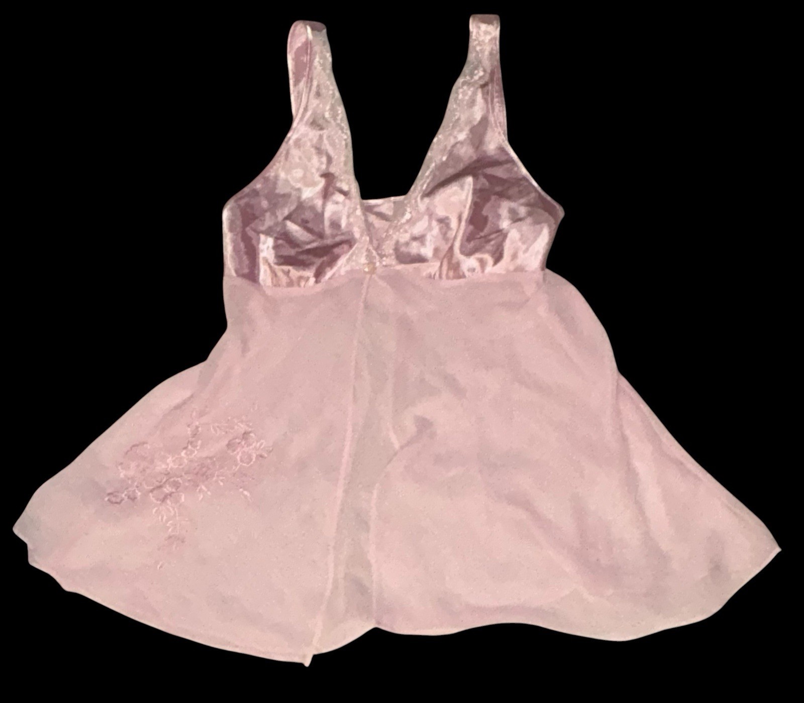 SECRET TREASURES Pink Silky Sheer Shiny Satin Trim Peekaboo Nightgown M NWOT