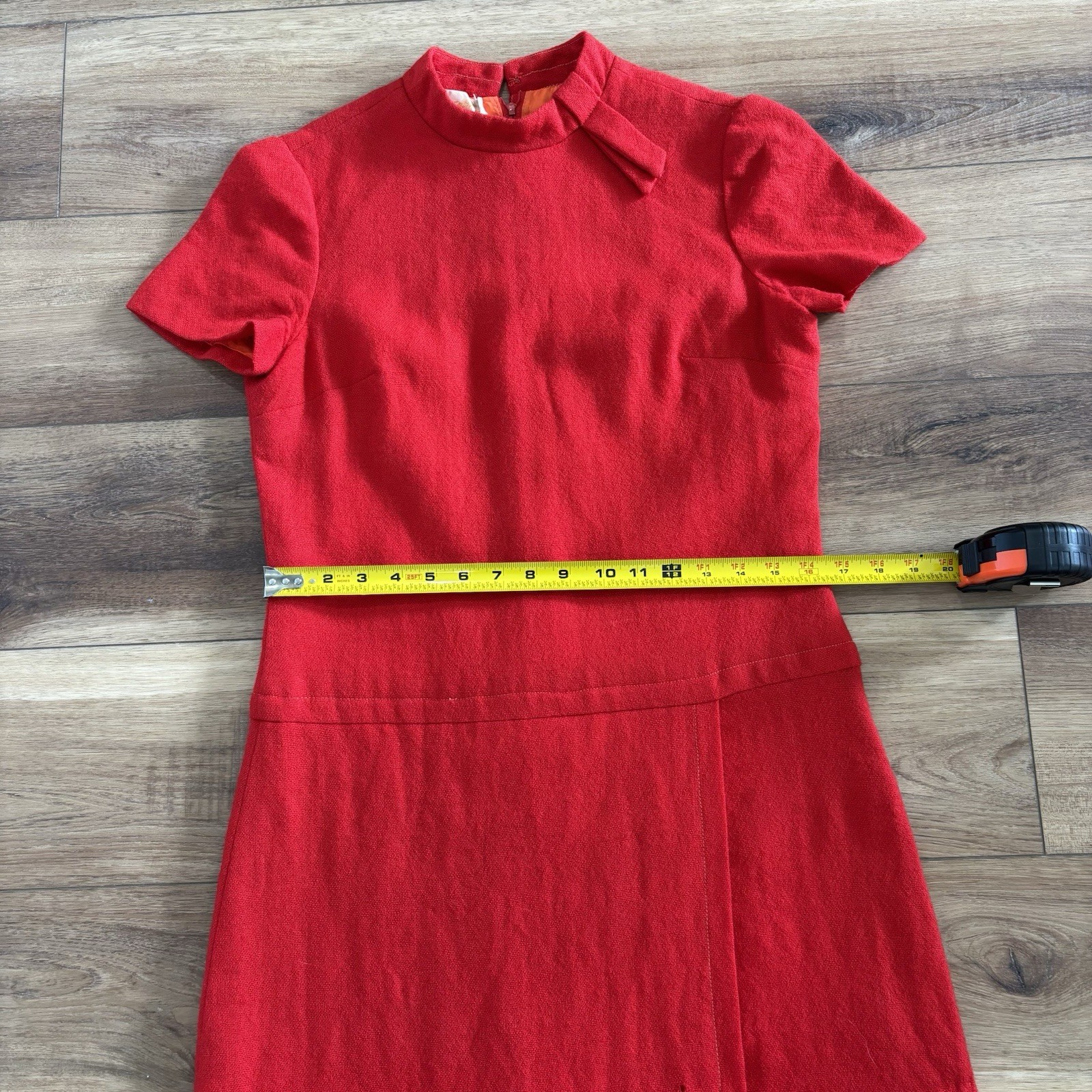 Vintage 1950-60’s Saks Fifth Avenue Red Wool Mod Hand Stitches Dress M READ