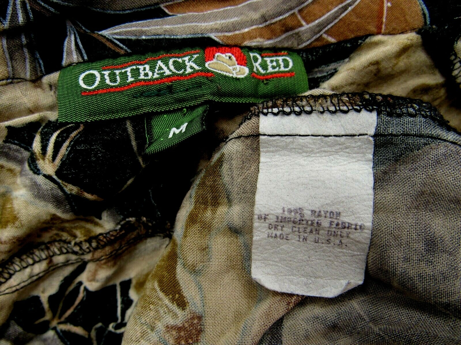 VTG OUTBACK RED Blouse Top Enamel Buttons Floral Black Tobacco Taupe Brown M EU