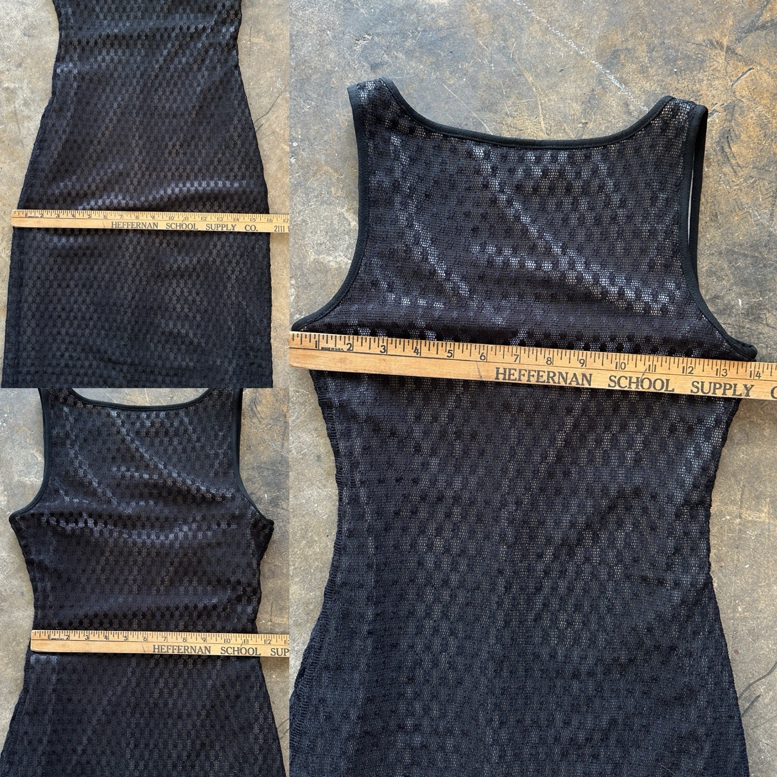 Vintage 90s Y2K Bebe Moda Mesh Black And Silver Dress Minimalistic Goth Grunge