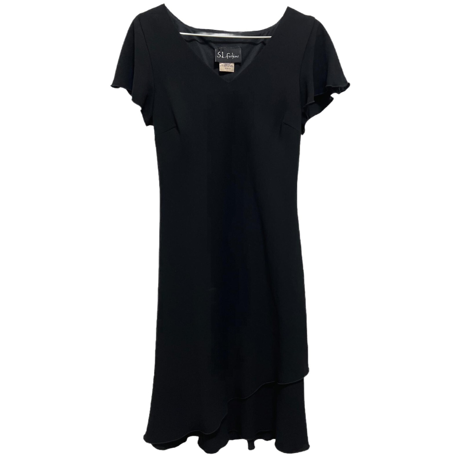 #087 S&L Fashions USA 90’s Vintage Short Sleeve Dress Women’s Sz.6 Black