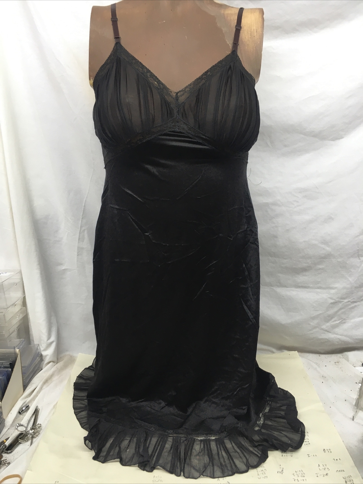 Gotham vintage black Nylon slip Lace trim size 30 Peekaboo