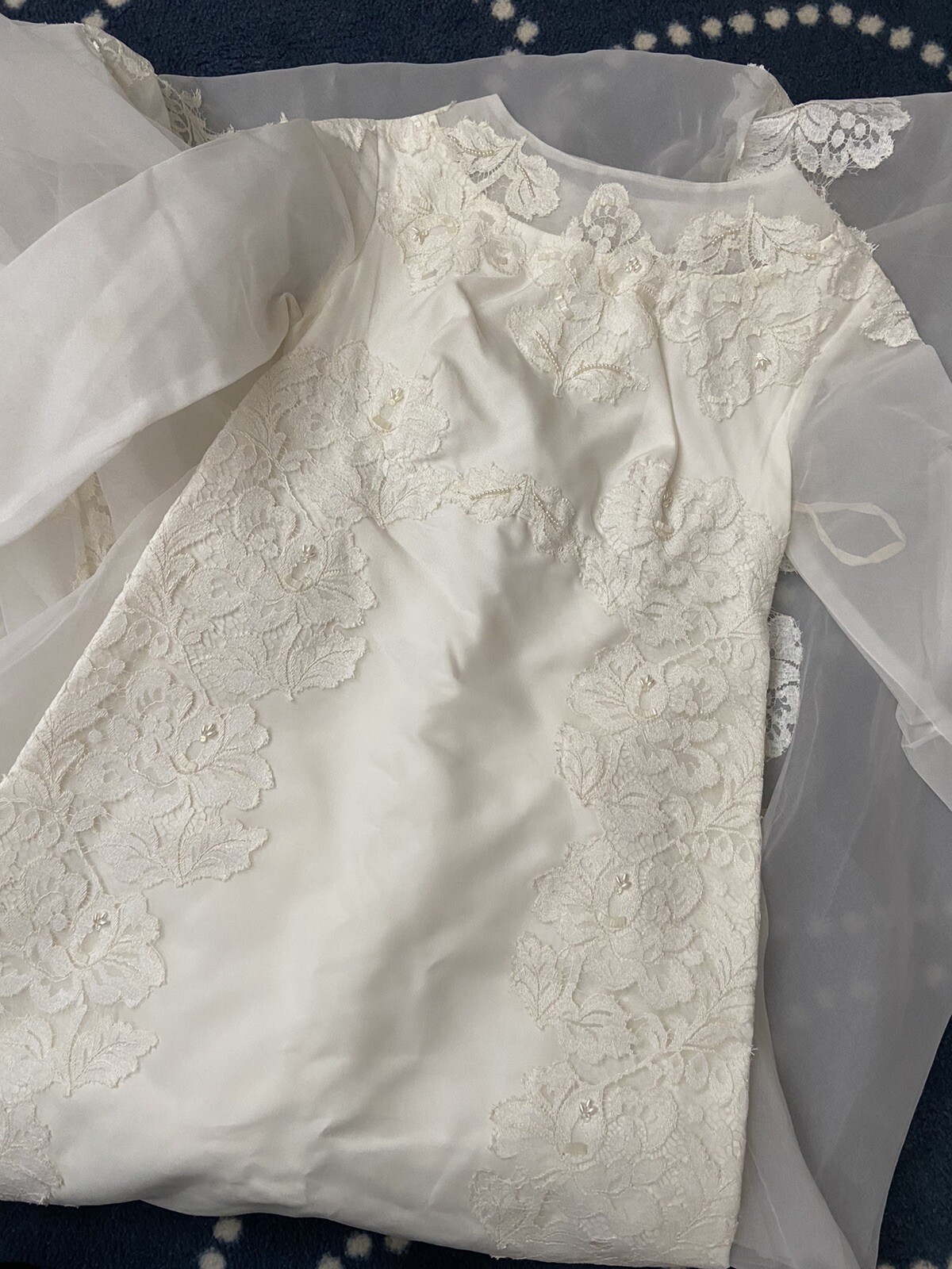 vintage 60’s MOD wedding dress Alfred Angelo Edythe Vincent Lace Beads size 2/4
