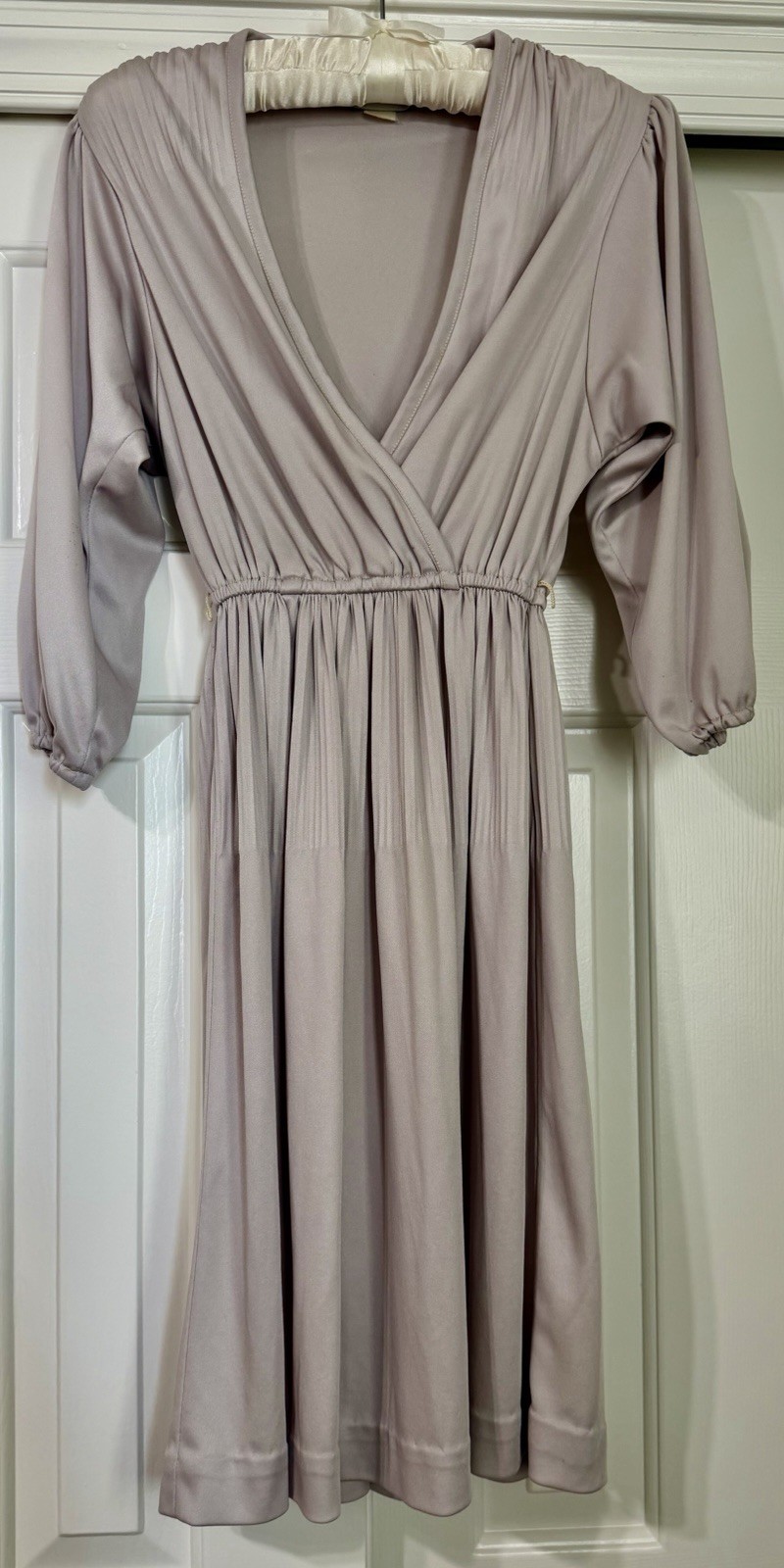 2 Vintage 1970s Women’s Purple & Gray Pleated Dresses