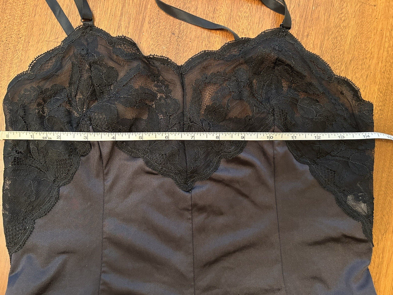 VTG Wonder Maid Lord & Taylor Teddy Bodysuit Lingerie Sz 32 Nylon Lace Black