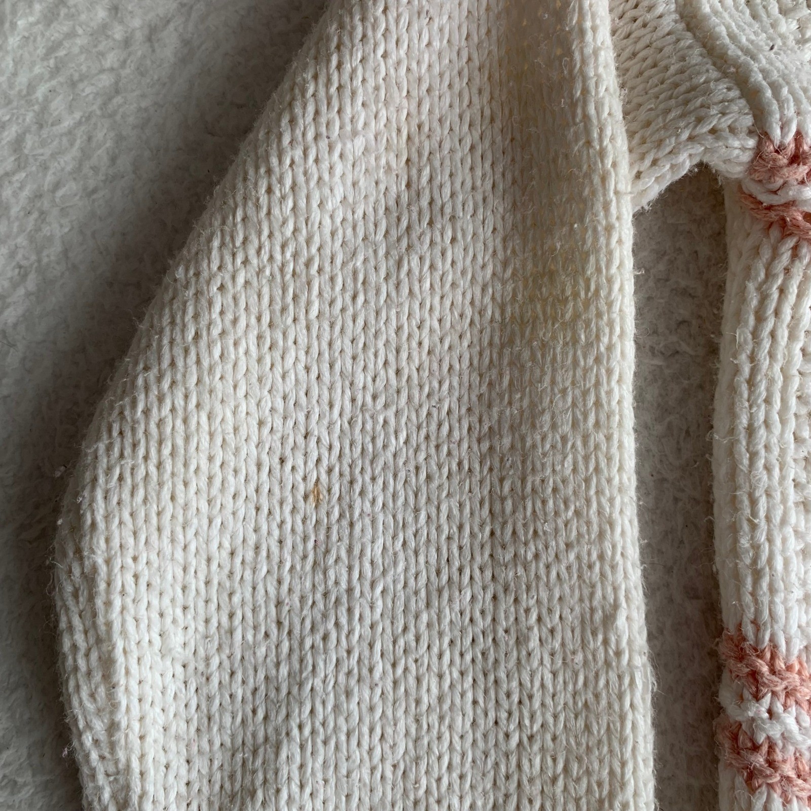 VTG Bramble Lane Hand Knit Sweater Sz L Ramie Blend Floral Cottagecore (STAINS)