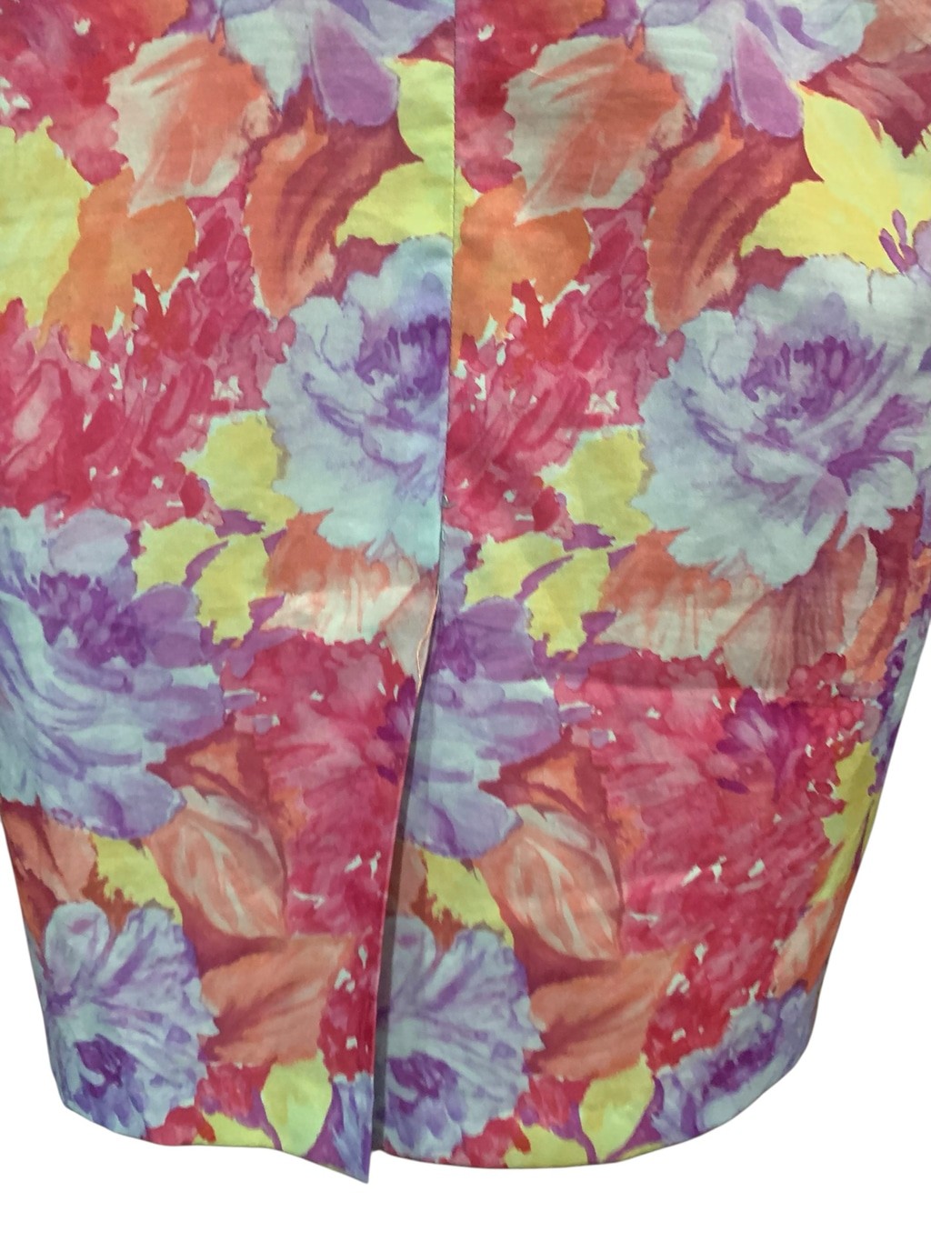 Vntg 60’s Women’s handmade Volup water color Floral Midi Dress, Pink and Purple