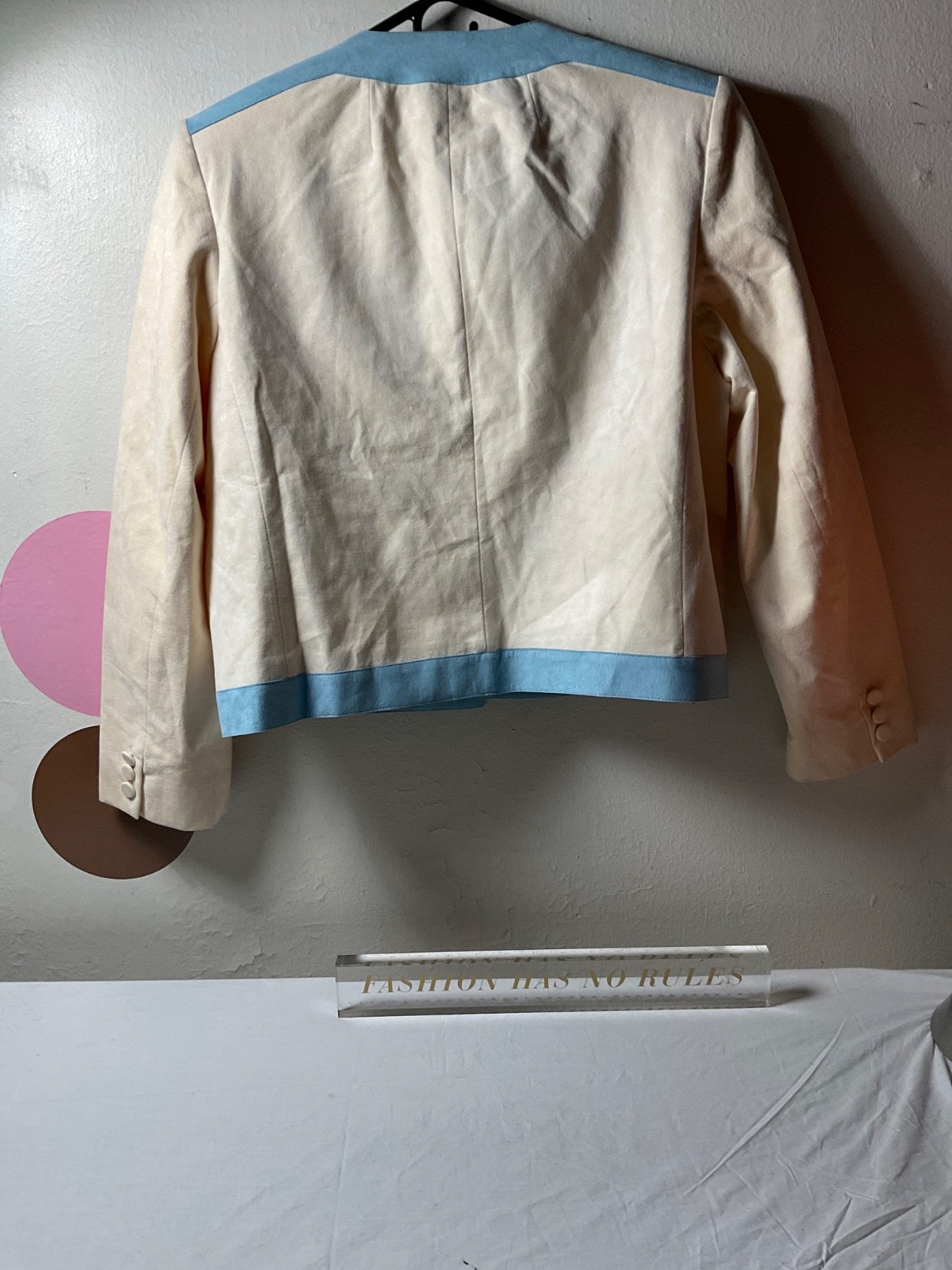 Vintage Lilli Ann Adolph Schuman Career Jacket Ultrasuede Blue/Cornflower Trim