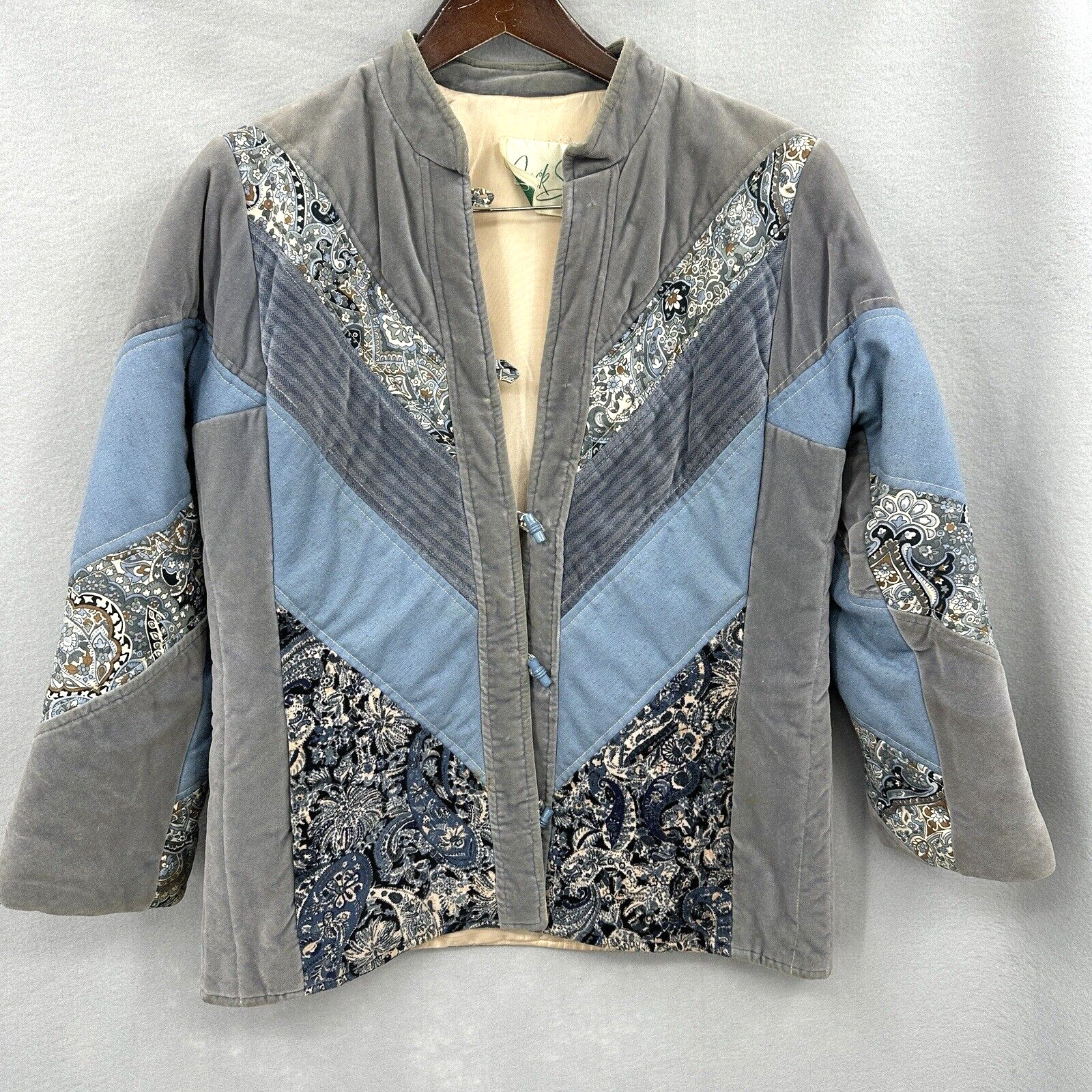Vintage Jack Slote Jacket Women M Patchwork Cottagecore Quilted Boho Granny READ