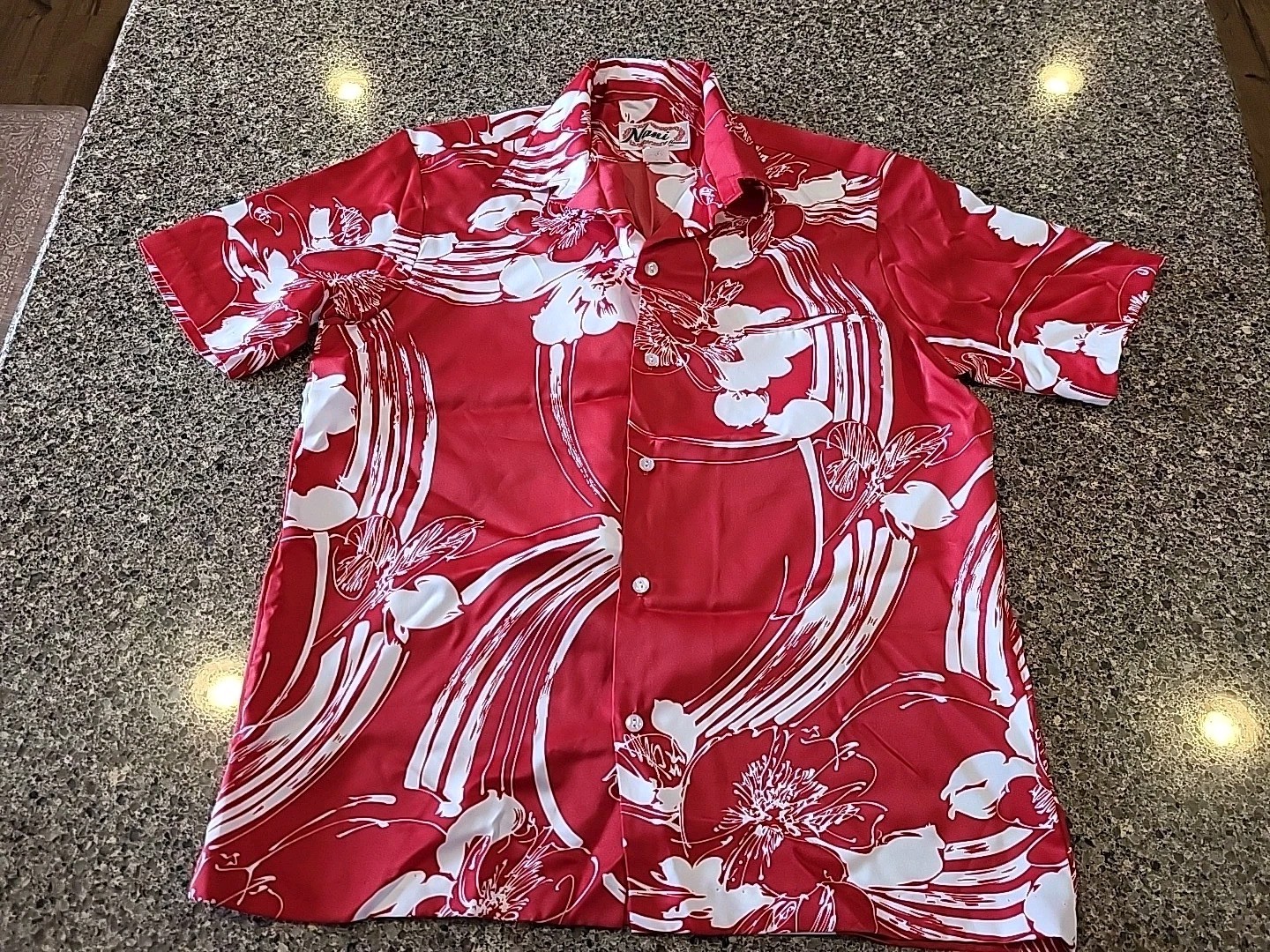 Nani of Hawaii Dress Red Hawaiian Floral Honeymoon Set w His shirt Vtg READ!!