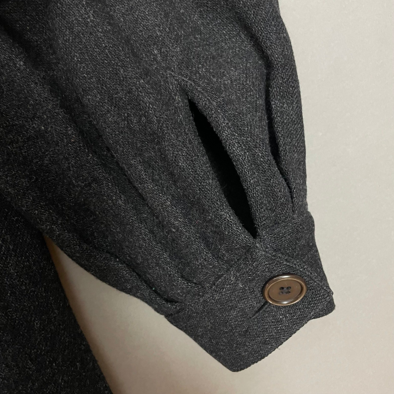 Vintage Nordstrom Top Merino Wool Patch Pockets Women 2X Charcoal Gray Neutral