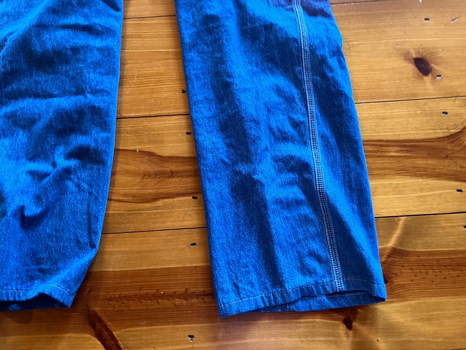 VINTAGE~OLD NAVY ~Carpenter Blue Cotton Denim Bib Overalls~Wide Leg~FARM CORE~XL