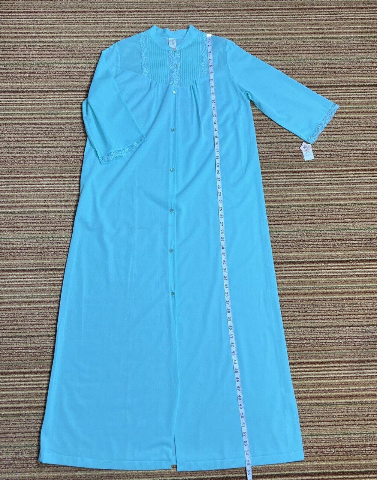 VTG Montgomery Ward Women’s Medium Mint Green Sheer Long Robe Buttons Pocket NWT