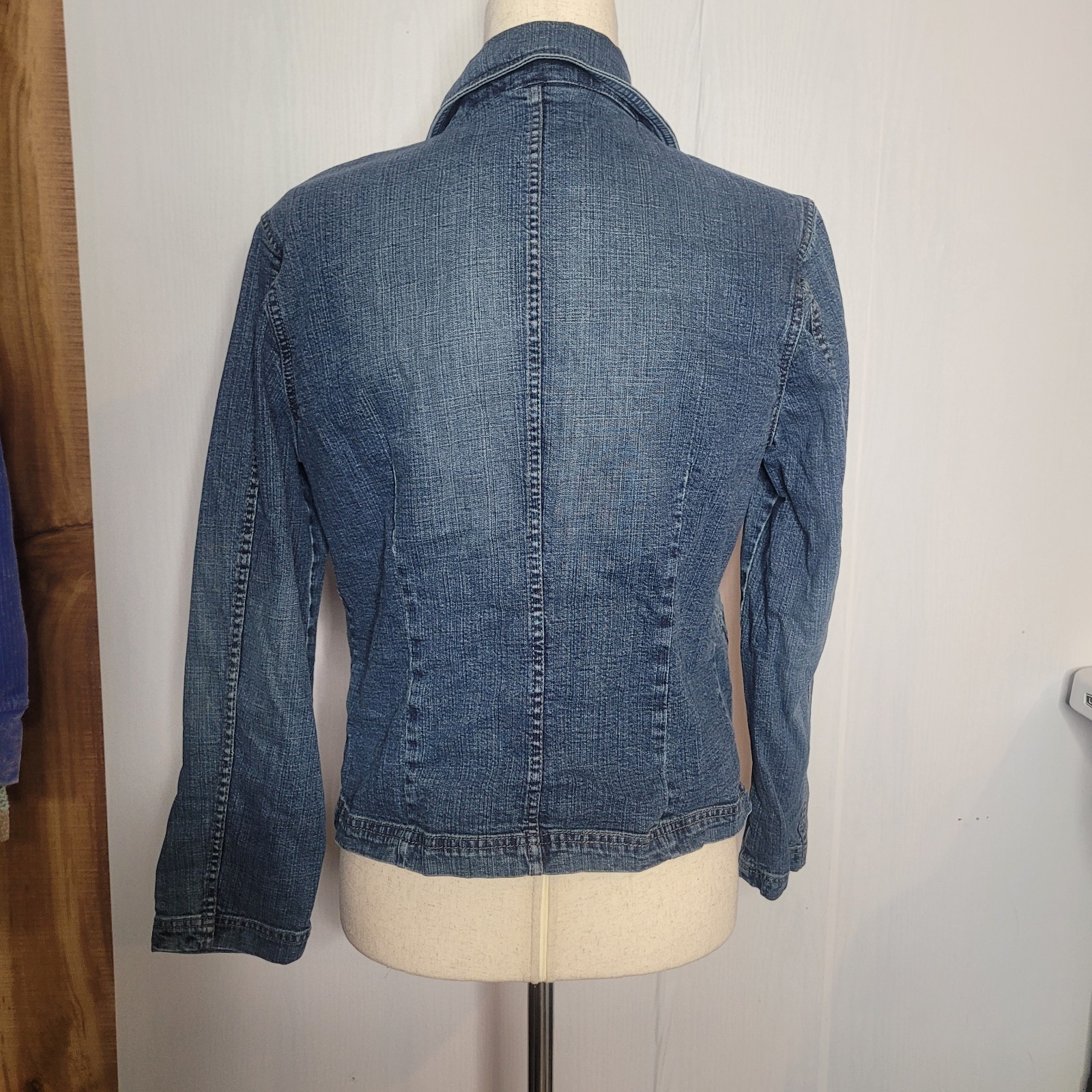 Blue Willi’s denim jacket full-zip closure distinct zippered pock Sz M Y2K/90