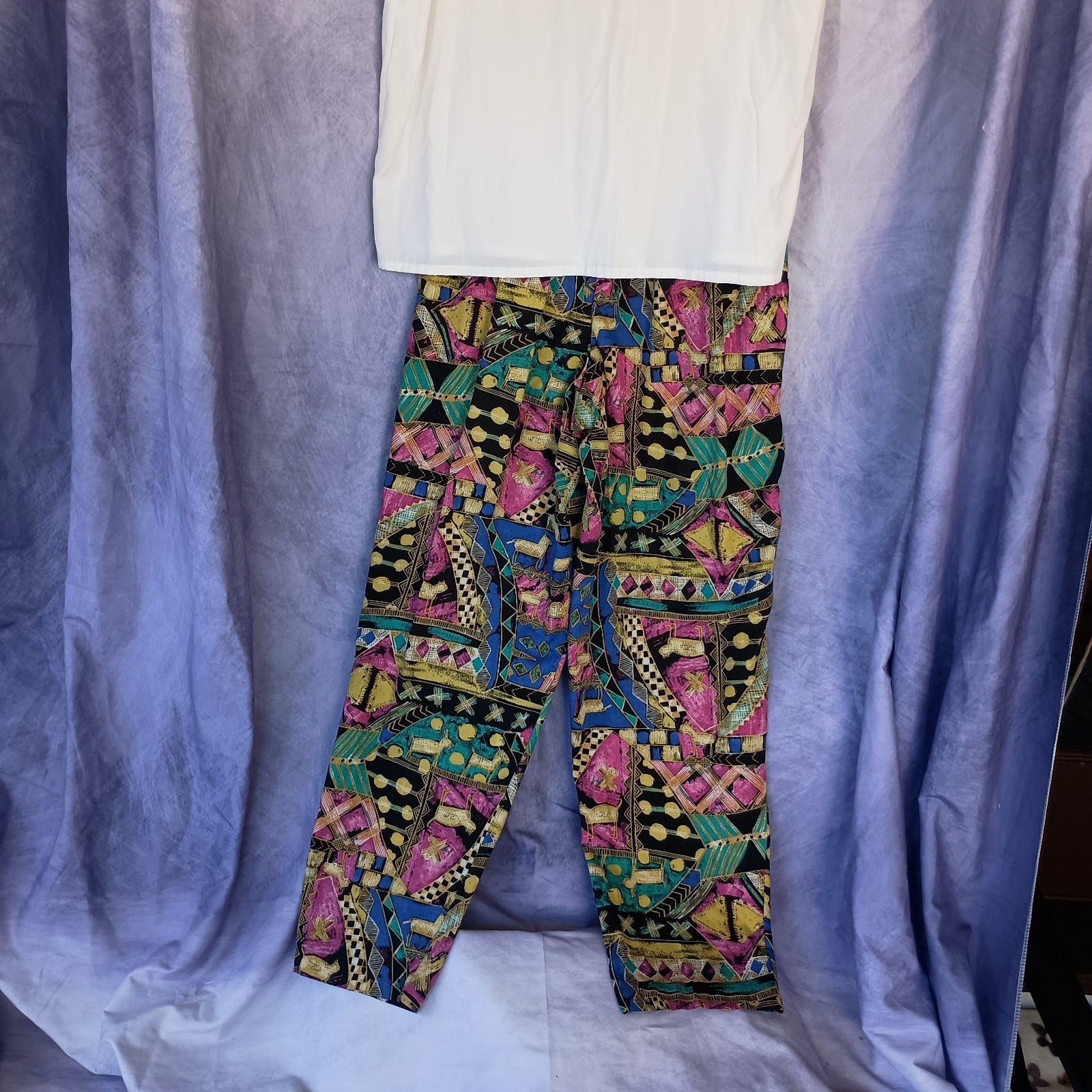 Vintage 90s BonWorth Matching Two Piece Abstract Print Shirt Pants Set