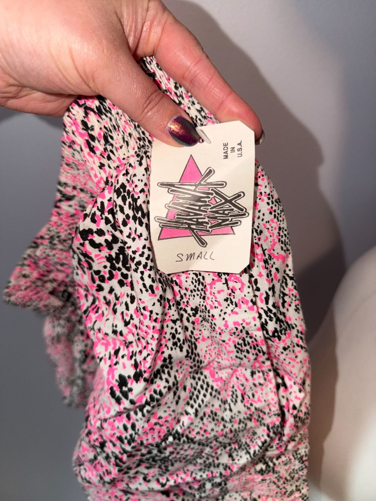 Vintage 80s Havana Max Deadstock Shorts Neon Pink Black Animal Print Snake Small