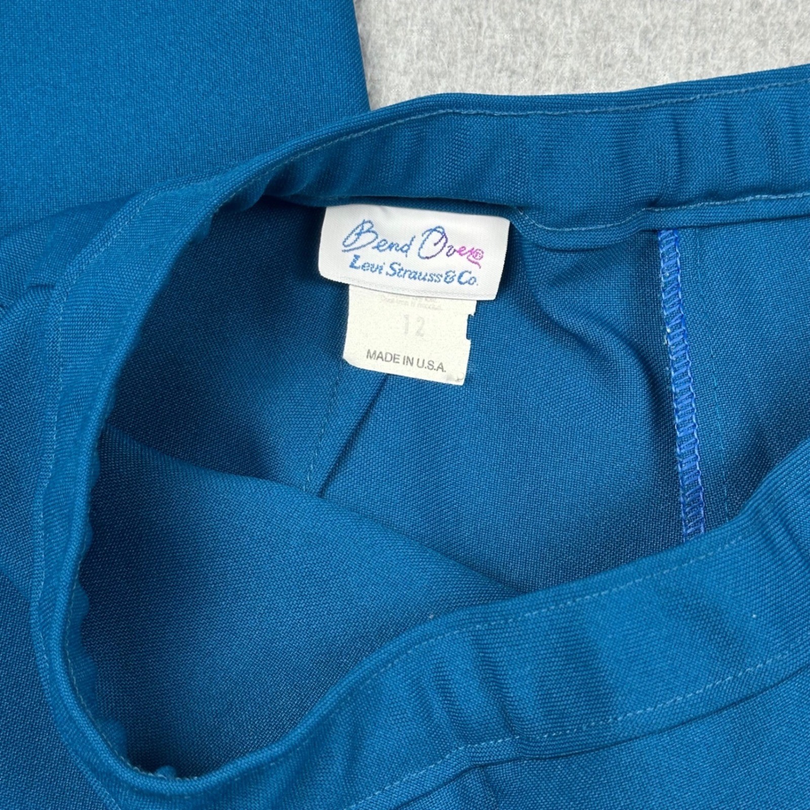 Vintage Levi Strauss Bend Over Teal Blue High Rise Straight Leg Pants Womens 12