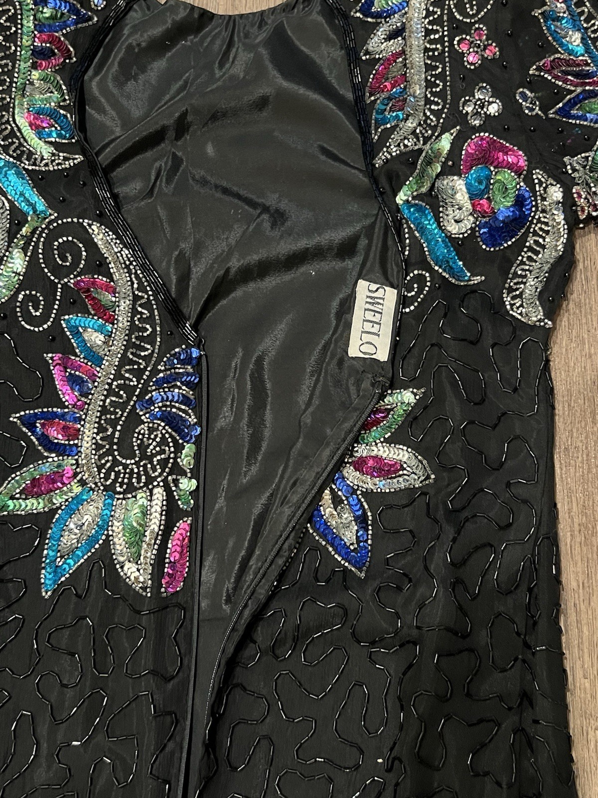 SWEELO Vintage Art Deco 1980’s Beaded Sequin Cocktail Flapper Dress Size M