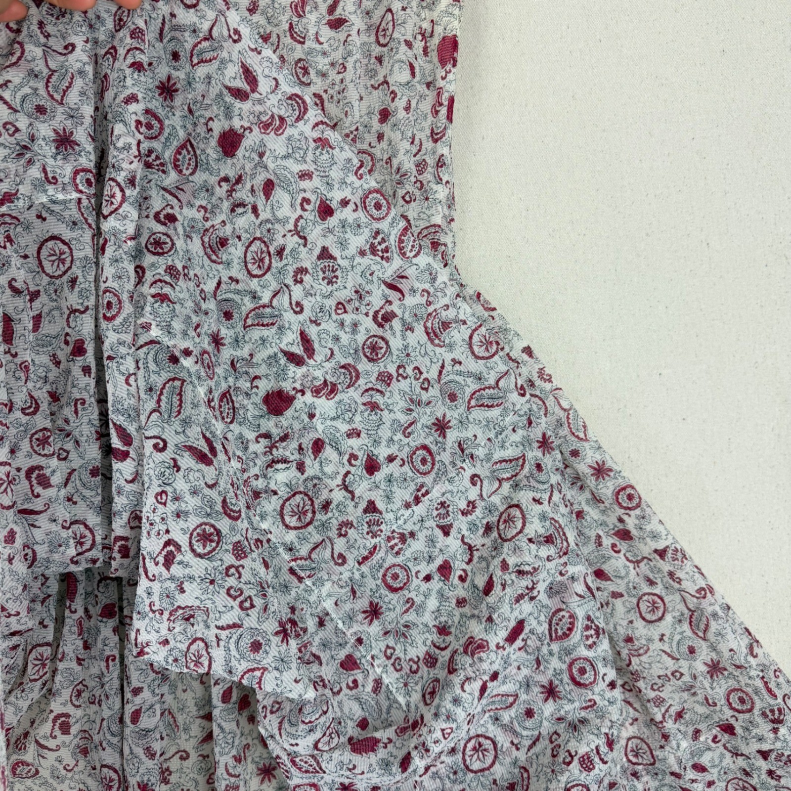 Vintage 1950s 60s Handmade Sheer Paisley Floral Bow Fit Flare Dress M VTG