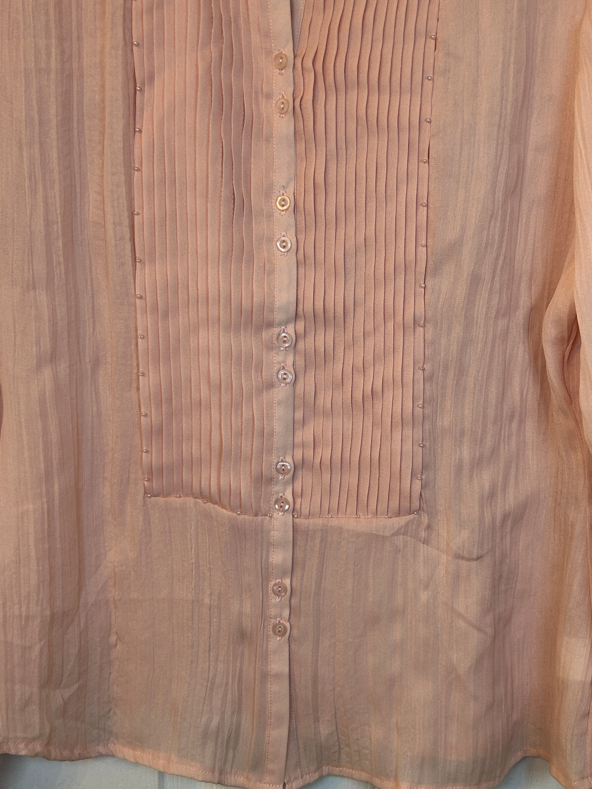 Classic Vintage Blush Pink Blouse Sz 8 JG Hook Pintuck Pearl LS Top NWOT