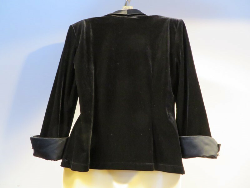 Vintage JR Nites Black Office Velvet Suit Jacket Blouse Top Work Career Goth 12
