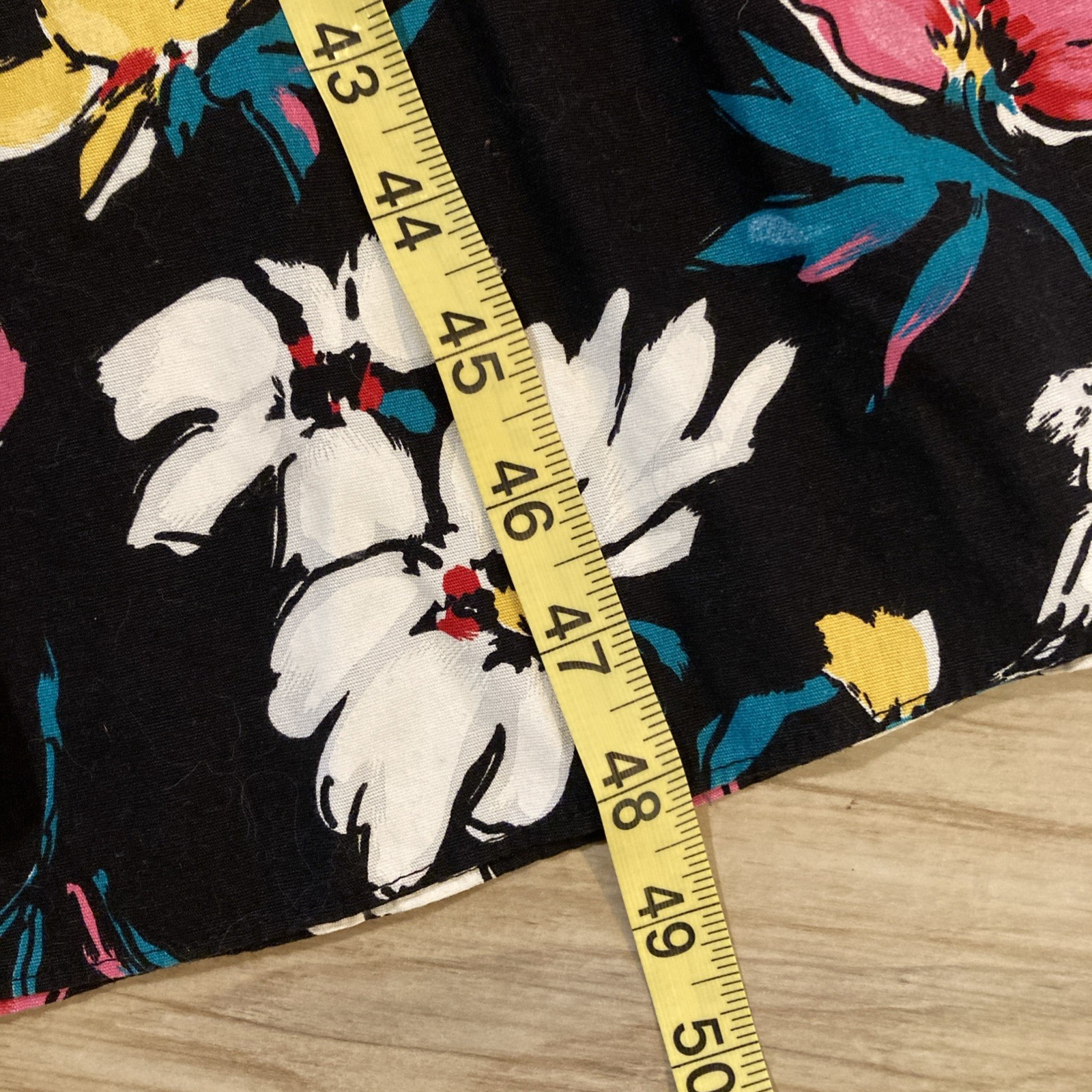 Vintage REO Originals Dress Size 12 / L Black Floral Ribbon Maxi 1970s USA Made