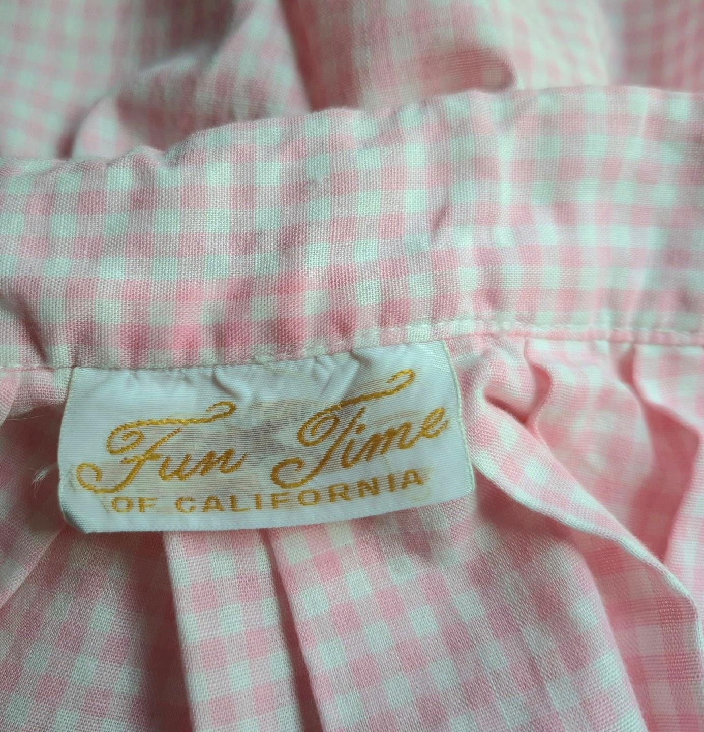ROCKABILLY PRINCESS PINK GINGHAM 1950s vintage COTTON A-line SKIRT 24 inch waist