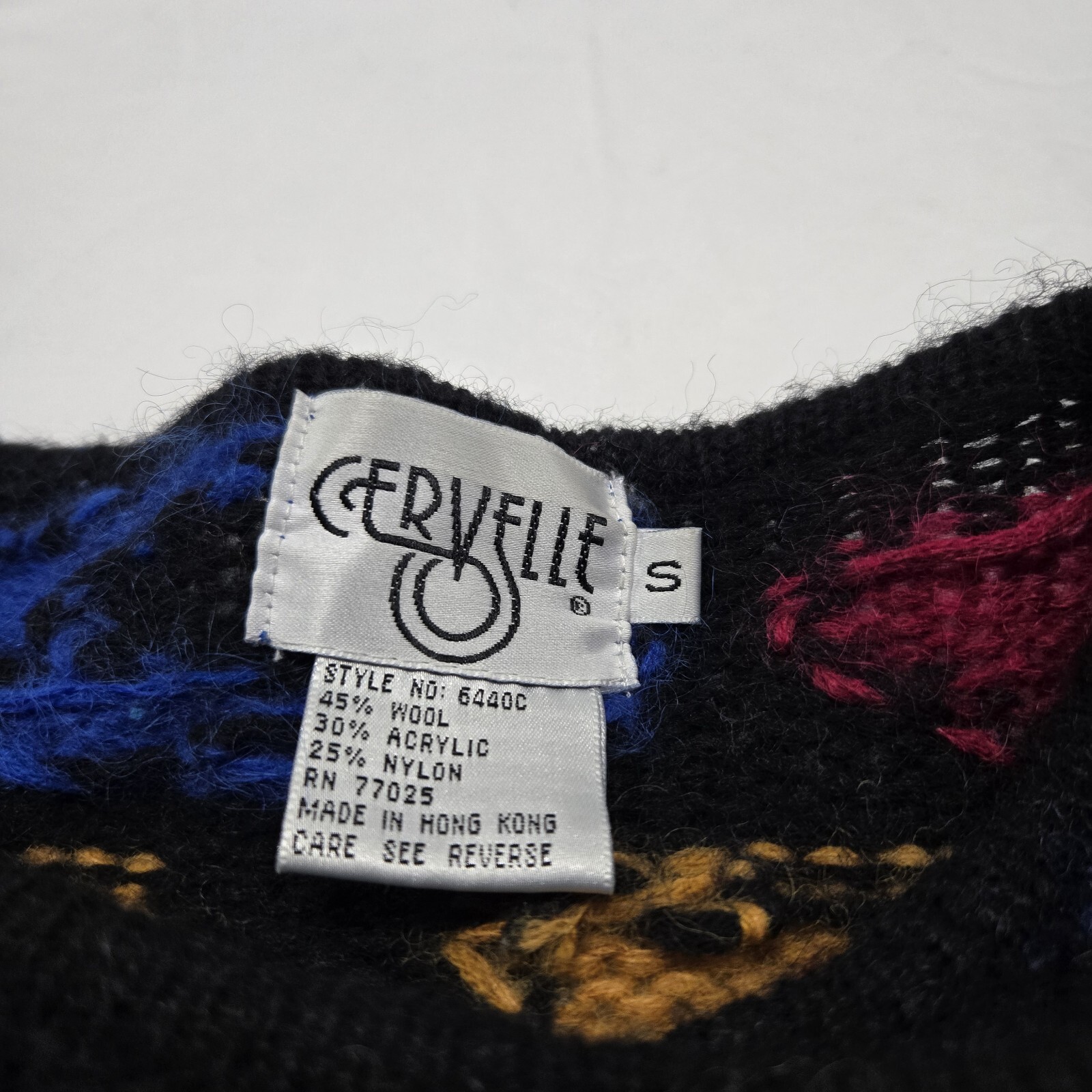 VTG Womens SMALL Cervelle Alphabet Letters Cardigan Sweater Oversized Wool Blend