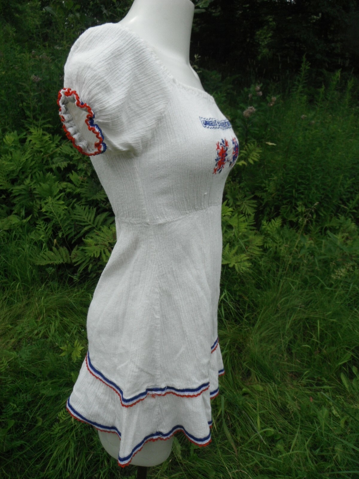 VTG. ’70’s embroidered 100% cotton made in GREECE HIPPIE BOHO peasant BLOUSE S