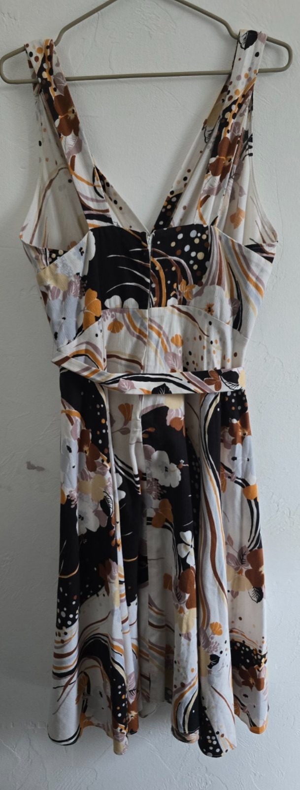 Vintage70sTRINA LEWIS& MARJON COUTURE Cotton Dress Abstract Floral Bust-90cm/35″