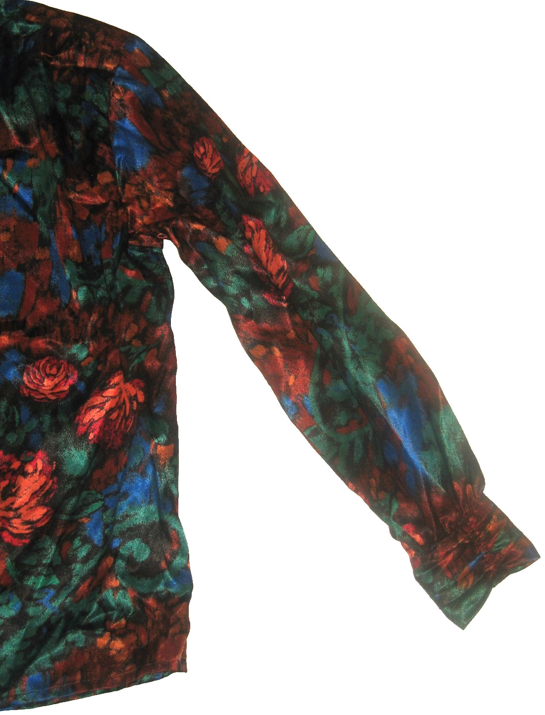 Vintage Yves St. Clair Slinky-Silky L/S Multi-Floral High-Neck Blouse 12 Korea