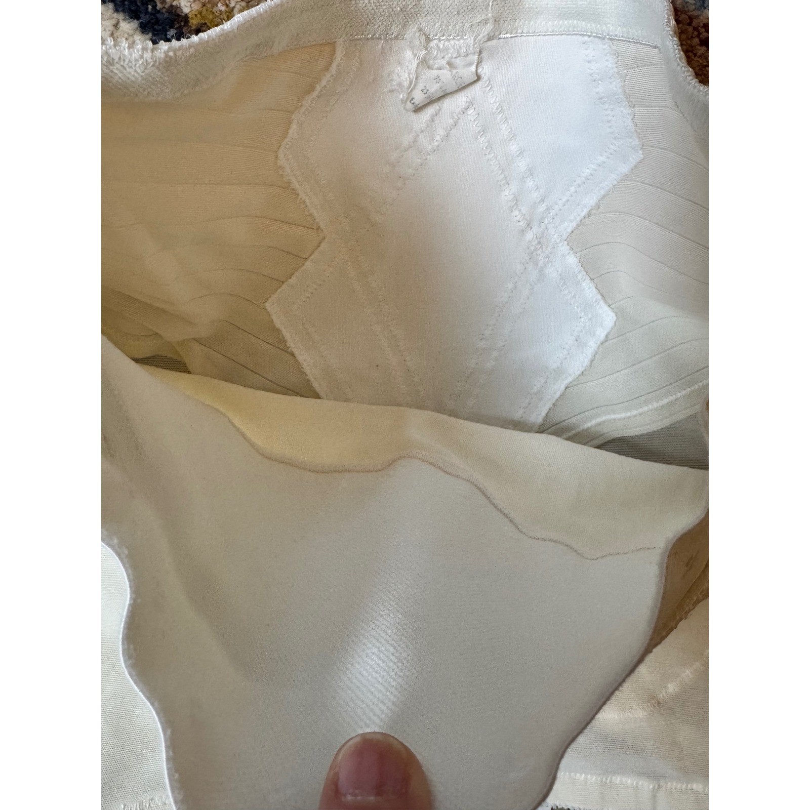 Vintage High Waisted Girdle Set Cream Diamond Stitch Garter Clips Large 29/30